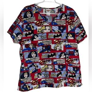 Justice League Women Super Heroes Scrub Top Medical Professional Women Size 2X
